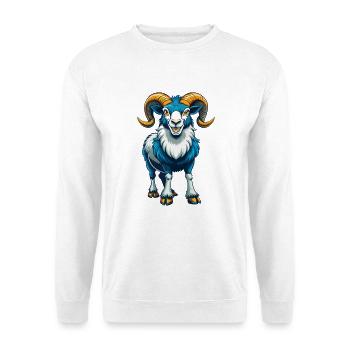 Ram Cool Kawaii Cartoon Figur Clipart - Unisex Pullover - Weiß - Vorne