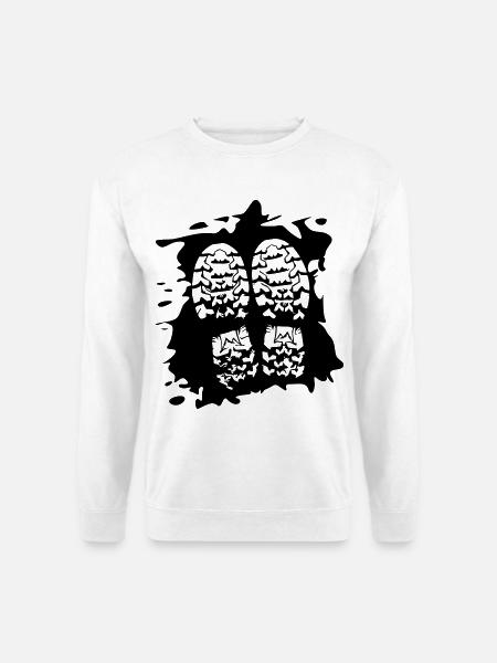 Twin Trails - Schuhprints [Schwarz] - Unisex Pullover - Weiß