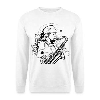Saxophonist Drawing - Unisex Sweatshirt - white - Front