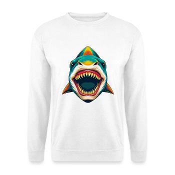 requin mignon kawaii dessin animé clipart visage d’animal - Sweat-shirt Unisexe - blanc - Devant