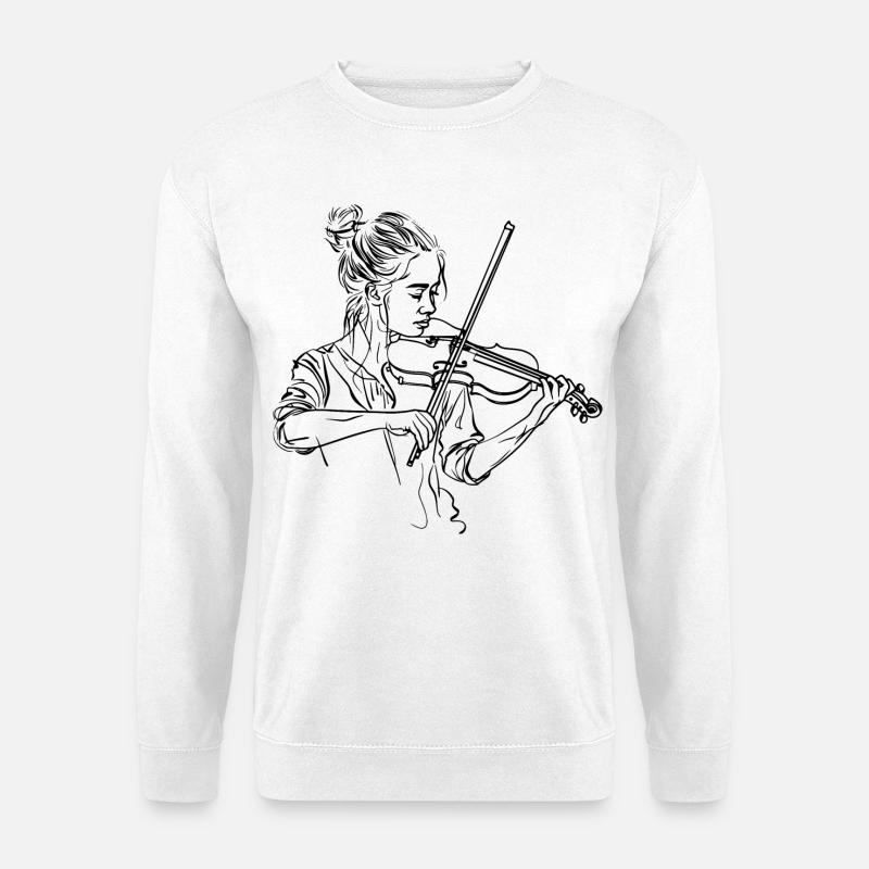 Geige Mädchen Zeichnung - Unisex Pullover - Weiß