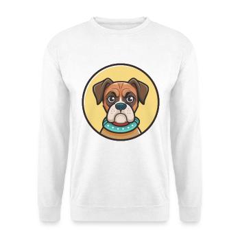 Boxer Hund Rasse Cartoon Kawaii Clipart Tier Haustier - Unisex Pullover - Weiß - Vorne