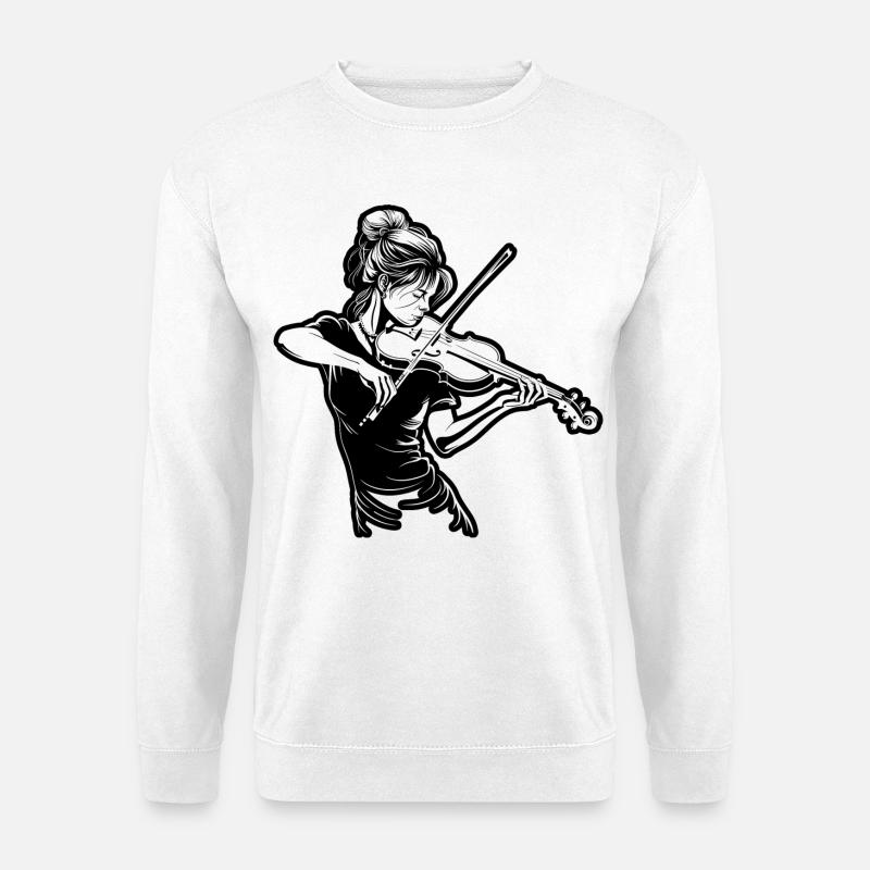 Geige Mädchen Zeichnung - Unisex Pullover - Weiß