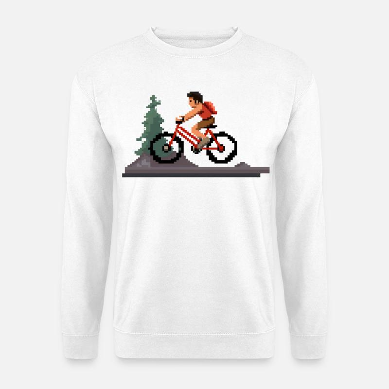 Fahrradfahrer Pixel Art - Unisex Pullover - Weiß