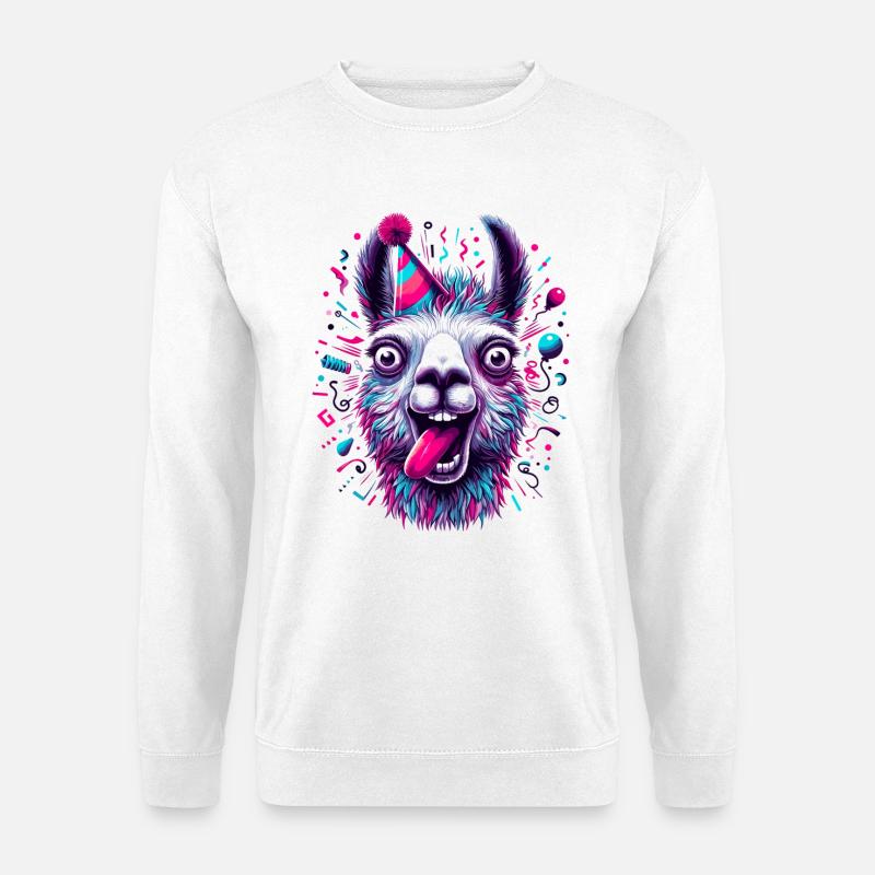 Party Lama feiern Geschenk - Unisex Pullover - Weiß