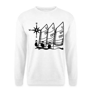 Optimist Opti Segelboot Regatta Segelshirt Kinder - Unisex Pullover - Weiß - Vorne
