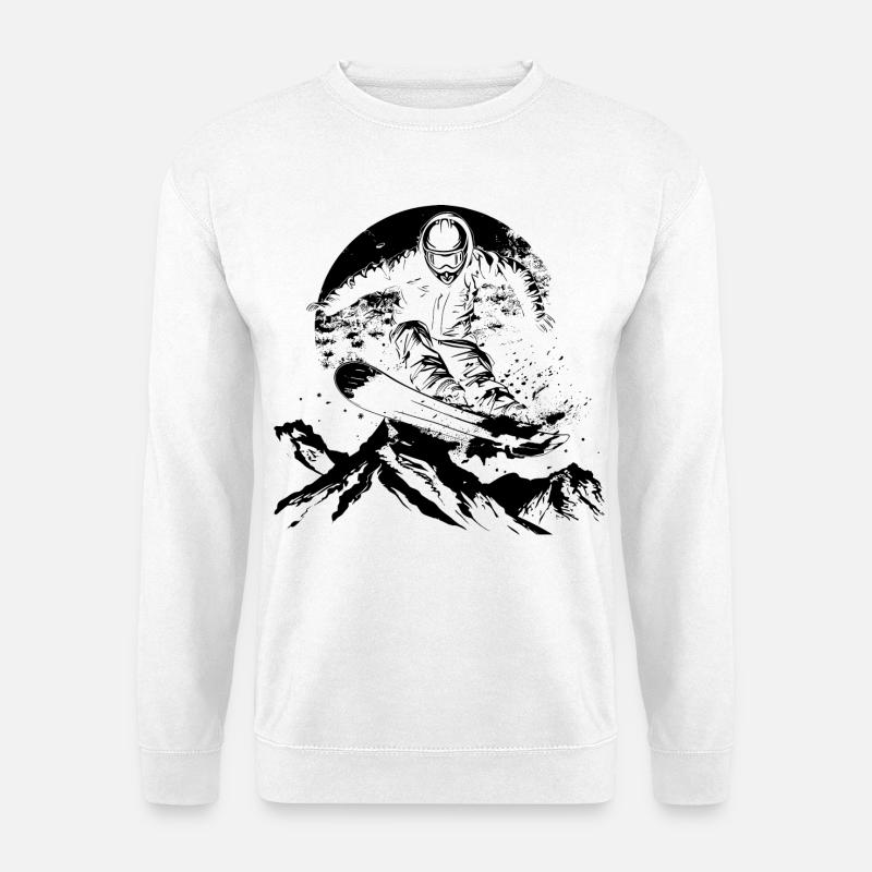 Snowboarder Zeichnung - Unisex Pullover - Weiß