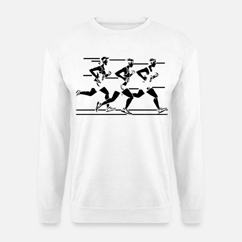 Marathon Läufer Zeichnung - Unisex Pullover - Weiß