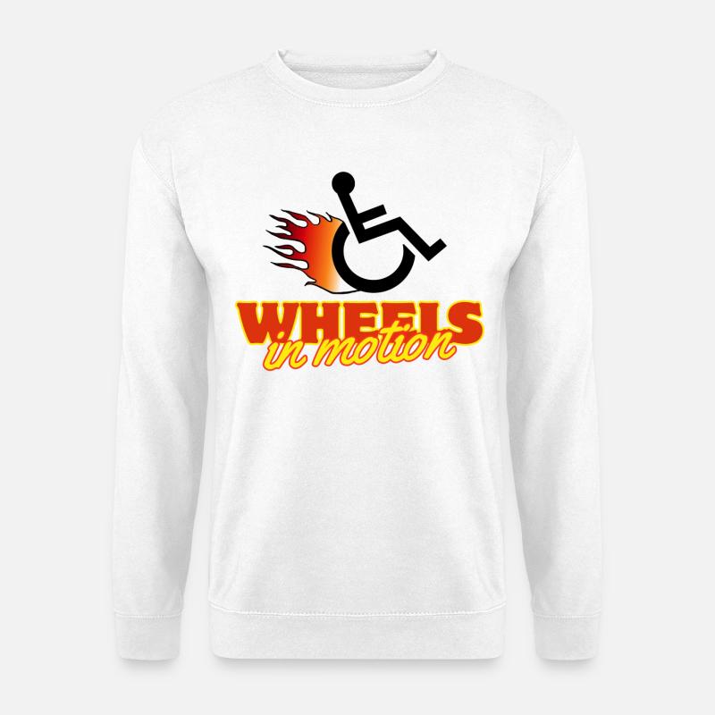 Rollstuhlräder sind immer in Bewegung # - Unisex Pullover - Weiß