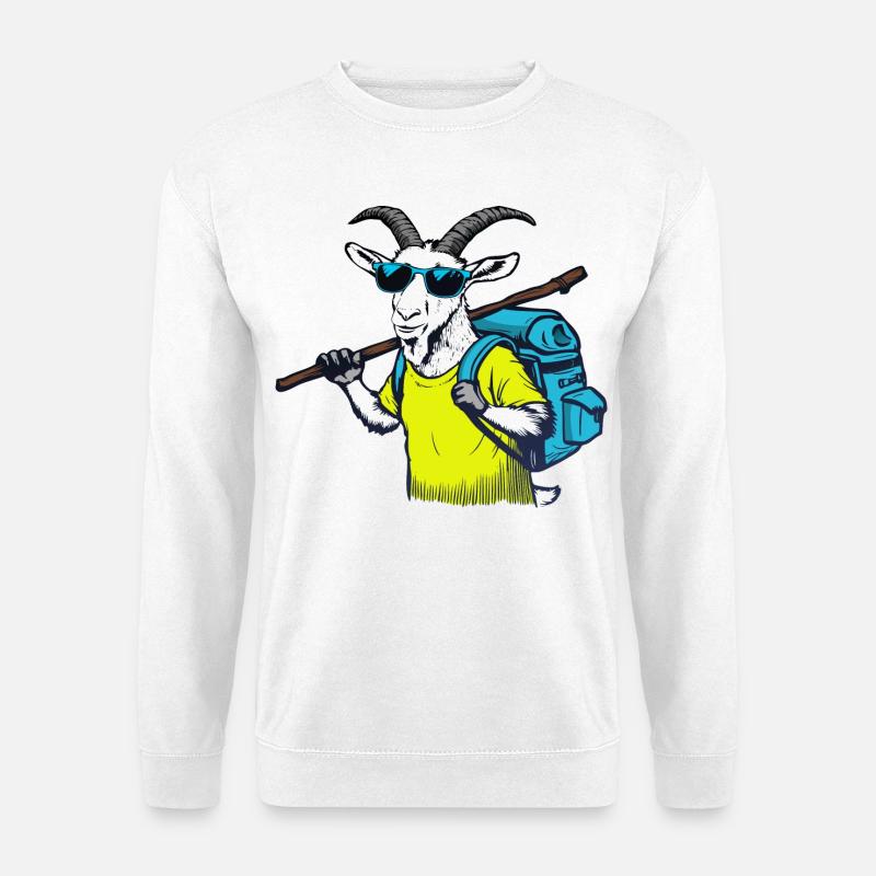 Mountain goat with backpack - Unisex Sweatshirt - white