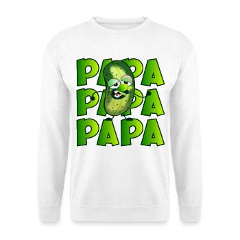 PAPA MÜDE - GURKENSALAT GURKEN GEWÜRZGURKEN - Unisex Pullover - Weiß - Vorne - Alina (178cm) & Michal (187cm)