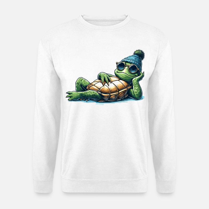 Chillige Kröte Schildkröte cool chillen Geschenk - Unisex Pullover - Weiß