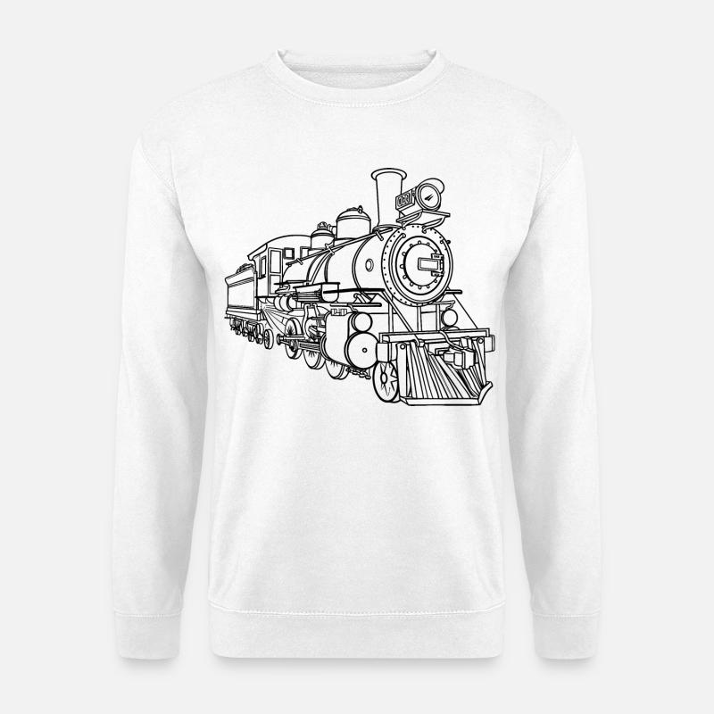 Eisenbahn Linienskizze - Unisex Pullover - Weiß
