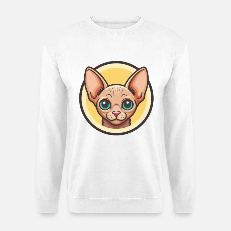 Sphynx Katzenrasse Cartoon Kawaii Tier Haustier - Unisex Pullover - Weiß