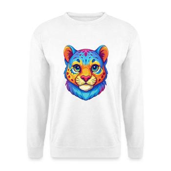 Bébé chat léopard des neiges, dessin animé, animal kawaii - Sweat-shirt Unisexe - blanc - Devant