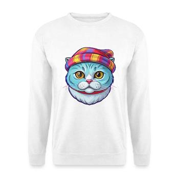 Schottische Falten Katze Rasse Karikatur Kawaii Tier Haustier - Unisex Pullover - Weiß - Vorne