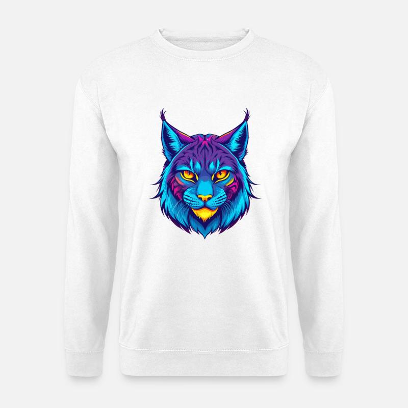 Eurasischer Luchs Katzenrasse Karikatur Kawaii Tier Haustier - Unisex Pullover - Weiß