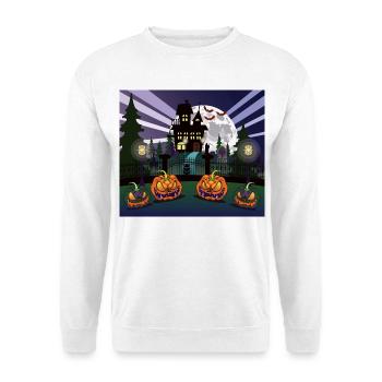 Manoir hanté avec un cimetière la nuit d’Halloween. - Sweat-shirt Unisexe - blanc - Devant