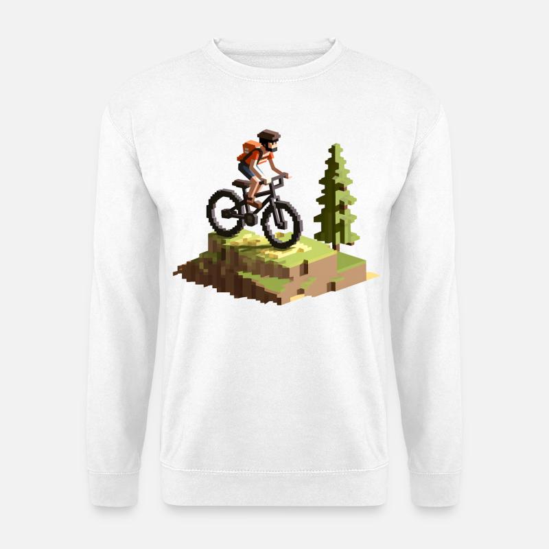 Mountainbike Pixel Art - Unisex Pullover - Weiß