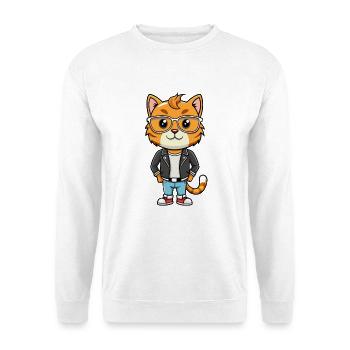 Coréen Bobtail Funny Cartoon Kawaii Veste Sunglas - Sweat-shirt Unisexe - blanc - Devant