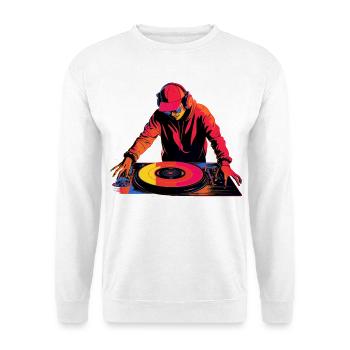 Disc jockey Retrowave - Unisex Sweatshirt - white - Front
