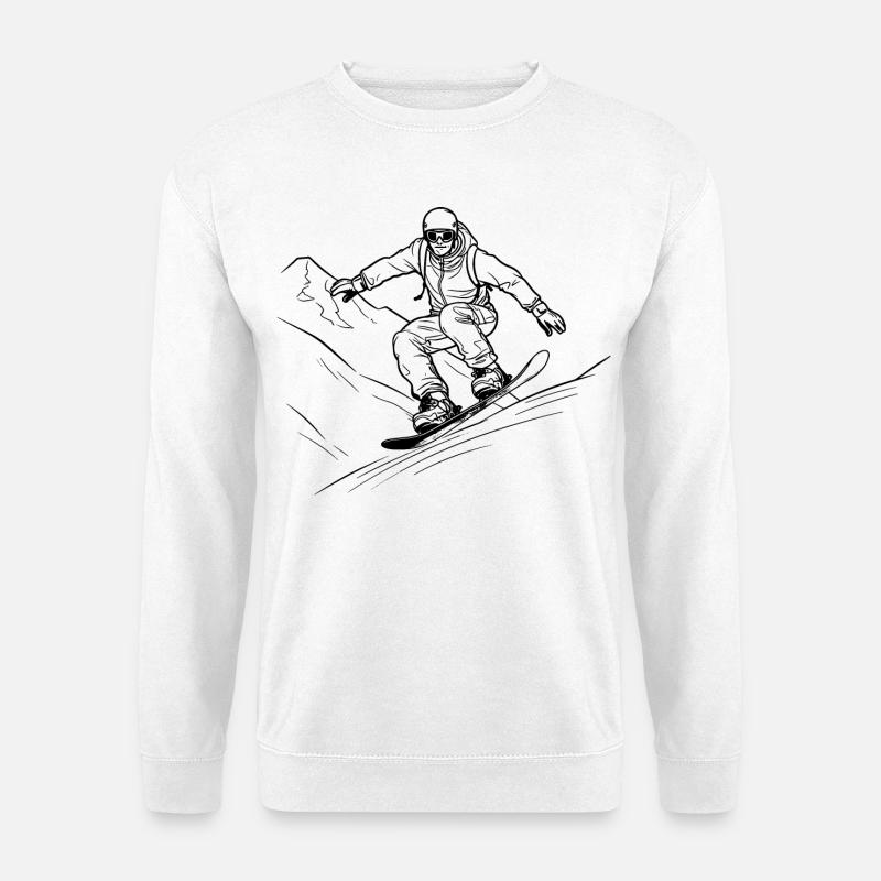Snowboarder Line Art - Unisex Pullover - Weiß