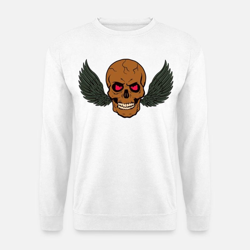 Skelettschädel mit Flügeln. - Unisex Pullover - Weiß