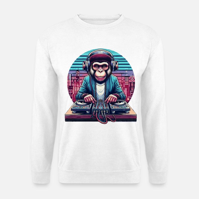 DJ Monkey Monk - Unisex Pullover - Weiß