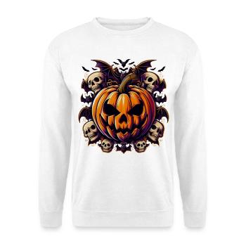 Citrouille d’Halloween effrayante avec des crânes - Sweat-shirt Unisexe - blanc - Devant