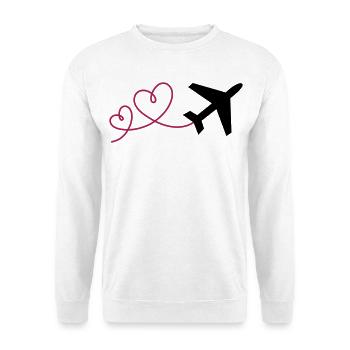 Avion à 2 cœurs - Sweat-shirt Unisexe - blanc - Devant