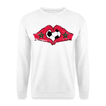 Maroc drapeau football mains forme de coeur utilisé - Sweat-shirt Unisexe - blanc - Devant