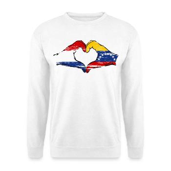 Holland Venezuela Flag Hands Heart Shape used - Unisex Sweatshirt - white - Front