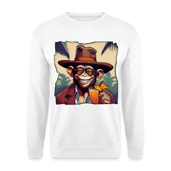 Affe mit Cocktail! - Unisex Pullover - Weiß - Vorne
