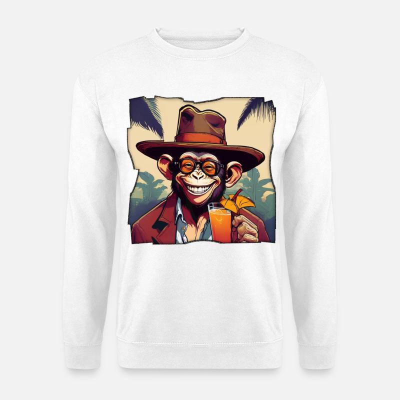 Monkey with cocktail! - Unisex Sweatshirt - white