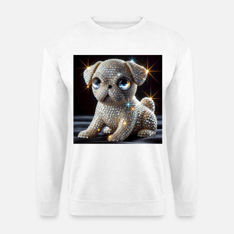 Funkelnder Hund im Diamant-Look - Unisex Pullover - Weiß
