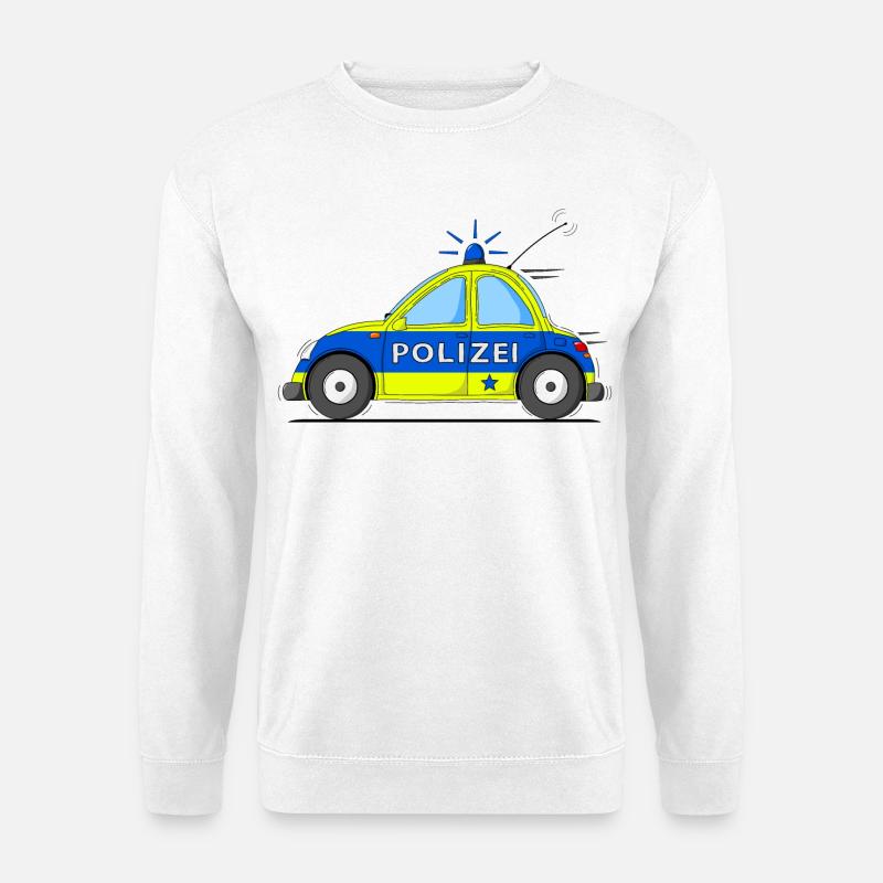 Polizeiauto Blau Gelb - Unisex Pullover - Weiß
