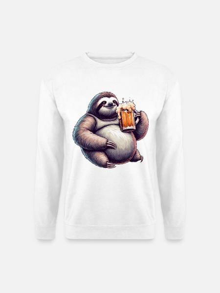Dad Bod Bierbauch Bier Faultier Geschenk - Unisex Pullover - Weiß