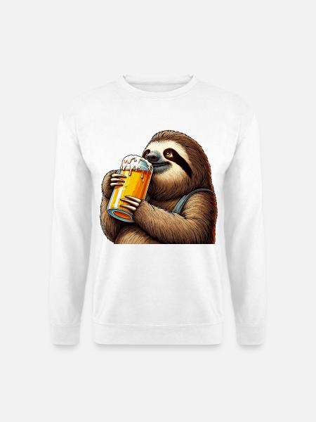 Bier Faultier Genuss Geschenk - Unisex Pullover - Weiß