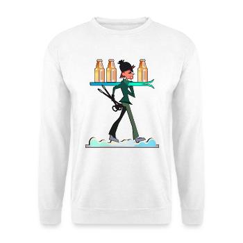 Apres-Ski Skifahrerin - BIER - Unisex Pullover - Weiß - Vorne - Alina (178cm) & Michal (187cm)
