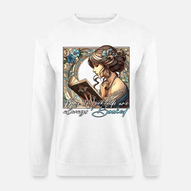 Frau Lesen Wochenenden Buch Bücher Geschenk - Unisex Pullover - Weiß