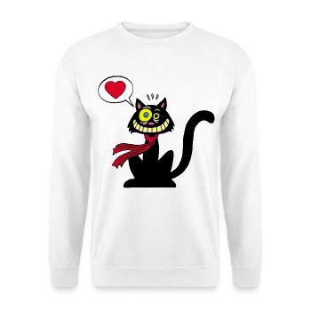 Chat noir amoureux - Sweat-shirt Unisexe - blanc - Devant