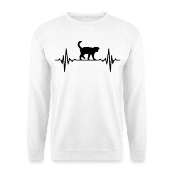Katzen Pulsschlag - Unisex Pullover - Weiß - Vorne