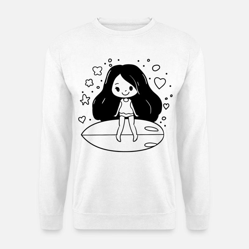 Cartoon Surferin - Unisex Pullover - Weiß