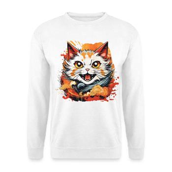 Katze Anime Stil - Unisex Pullover - Weiß - Vorne