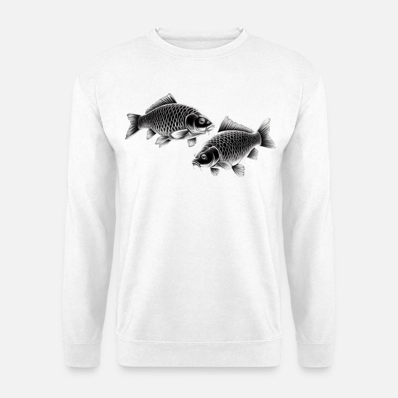 Karpfen Kreidezeichnung - Unisex Pullover - Weiß