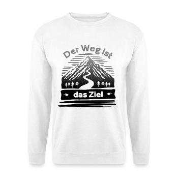 Der Weg ist das Ziel Wandern Berge - Unisex Pullover - Weiß - Vorne
