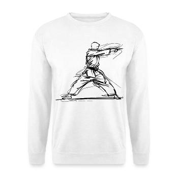 Karateka One Line Zeichnung - Unisex Pullover - Weiß - Vorne