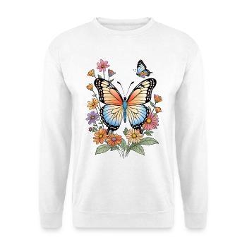 Colorful butterfly in a sea of flowers - Unisex Sweatshirt - white - Front