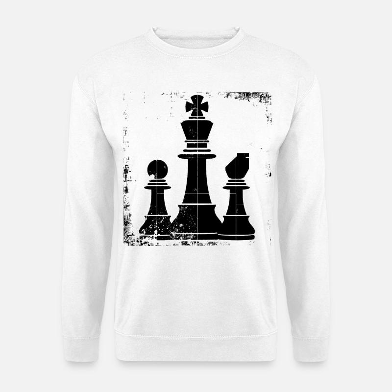 Schachfiguren Zeichnung - Unisex Pullover - Weiß