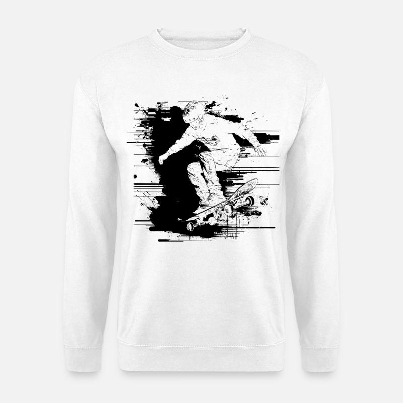 Skateboarder Zeichnung - Unisex Pullover - Weiß
